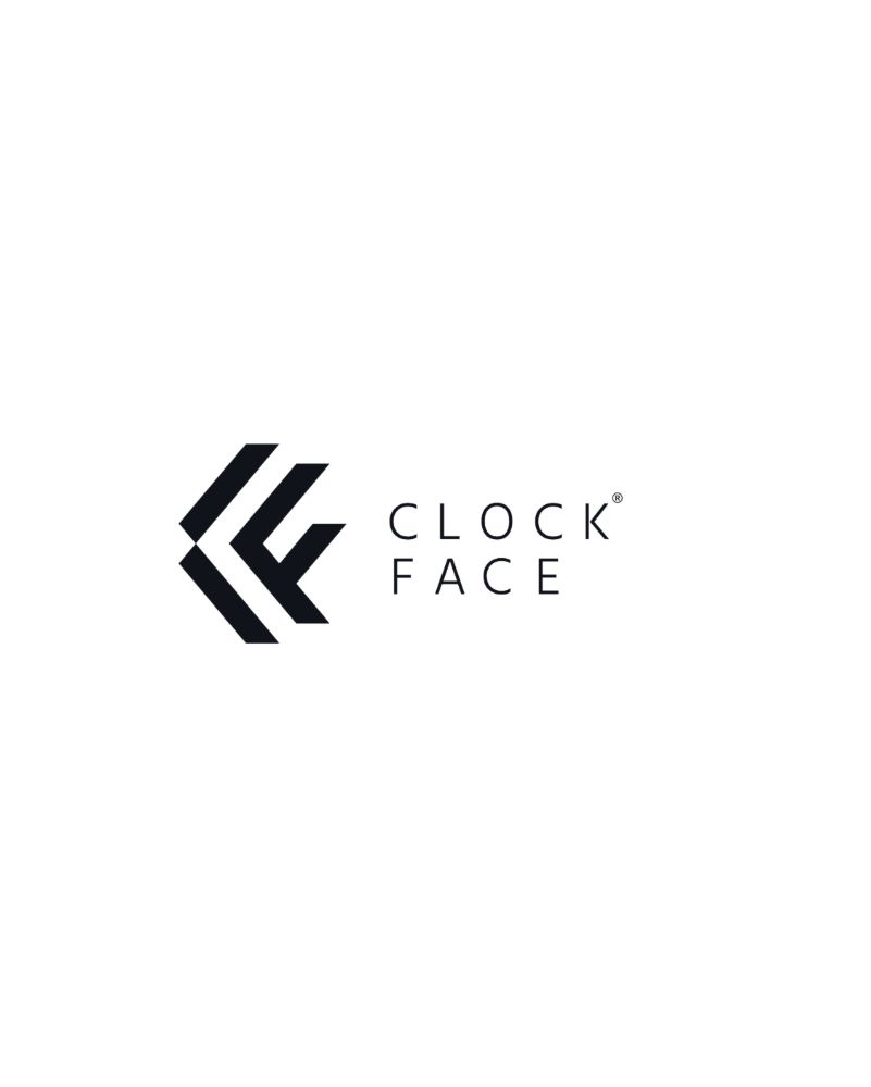 Clockface lockup in black on a white background