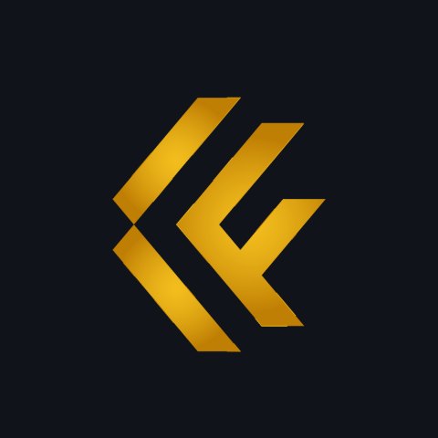 Clockface monogram in gold: the letter C split into two clock hands, completed by an F