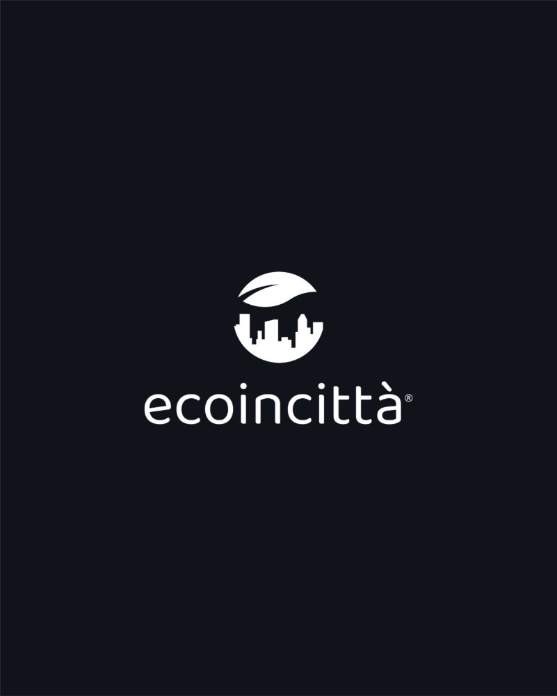 ecoincittà logo entirely in white on a dark background