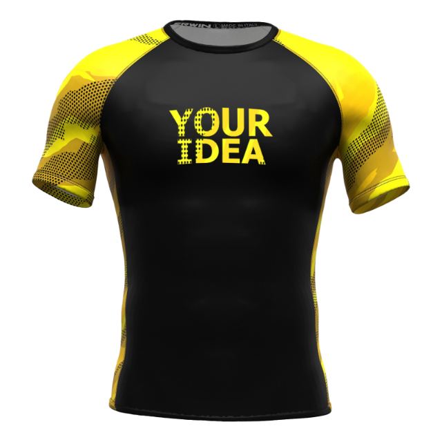 Black and yellow rashguard printed YOUR IDEA